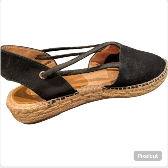 Kanna Thanos Black Suede Espadrille Sandals Size 38 EU (US 7.5) Ankle Strap - Picture 11 of 12